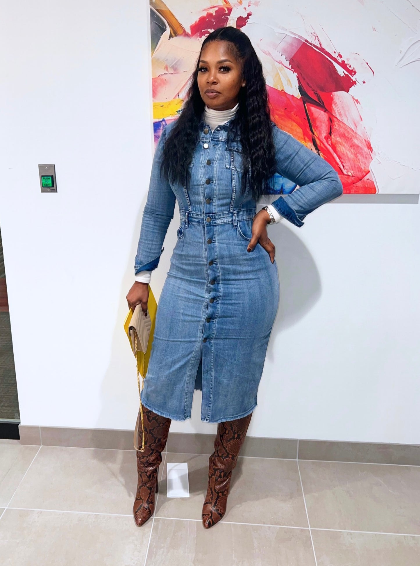 I'm back denim dress